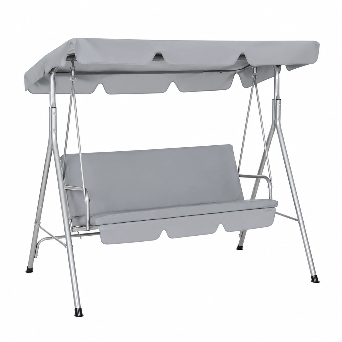 Altalena da Giardino a 3 Posti in Acciaio Grigio 170x113x154 cm