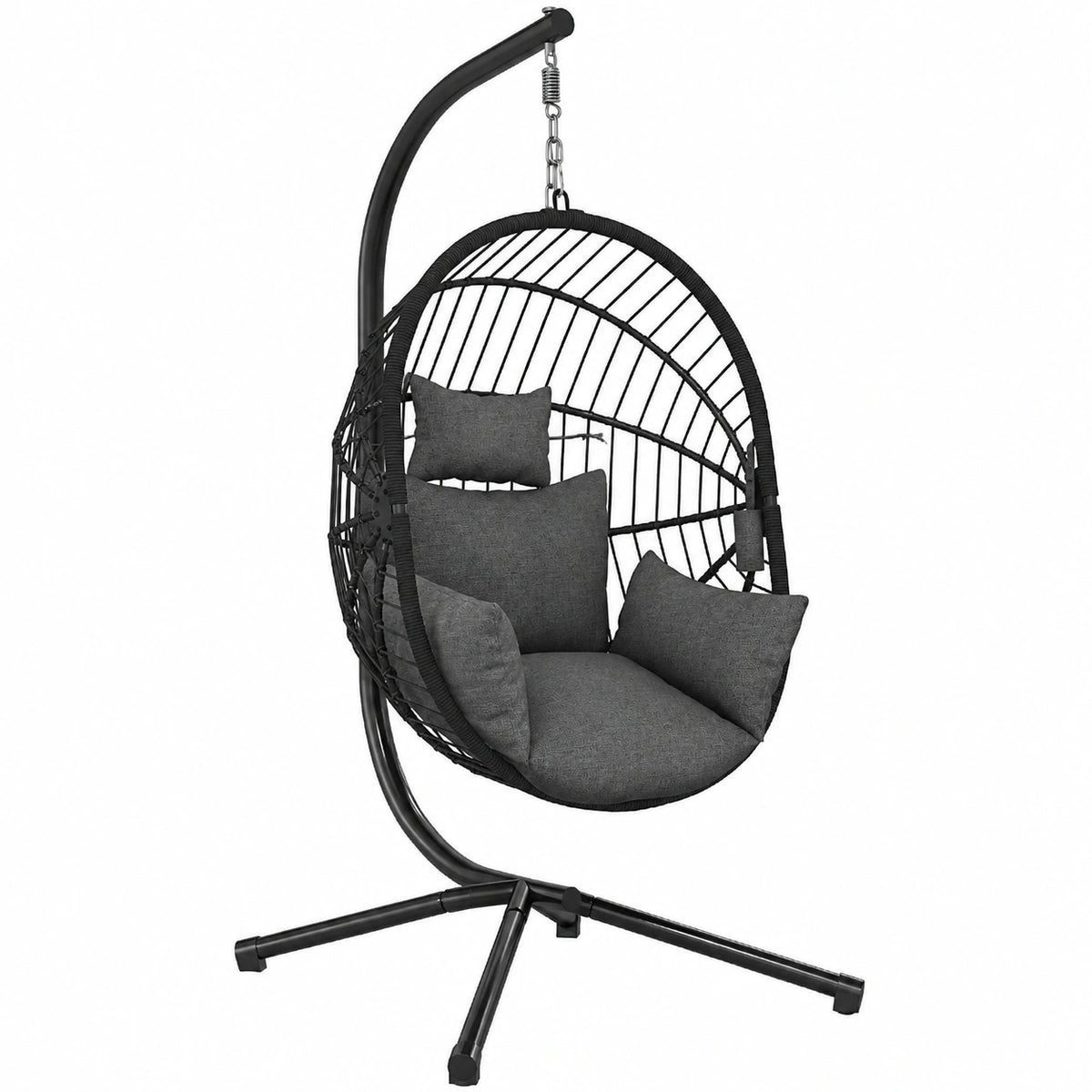 Sedia a Dondolo da Giardino con Supporto in Acciaio, 115x106x188 cm, Grigio