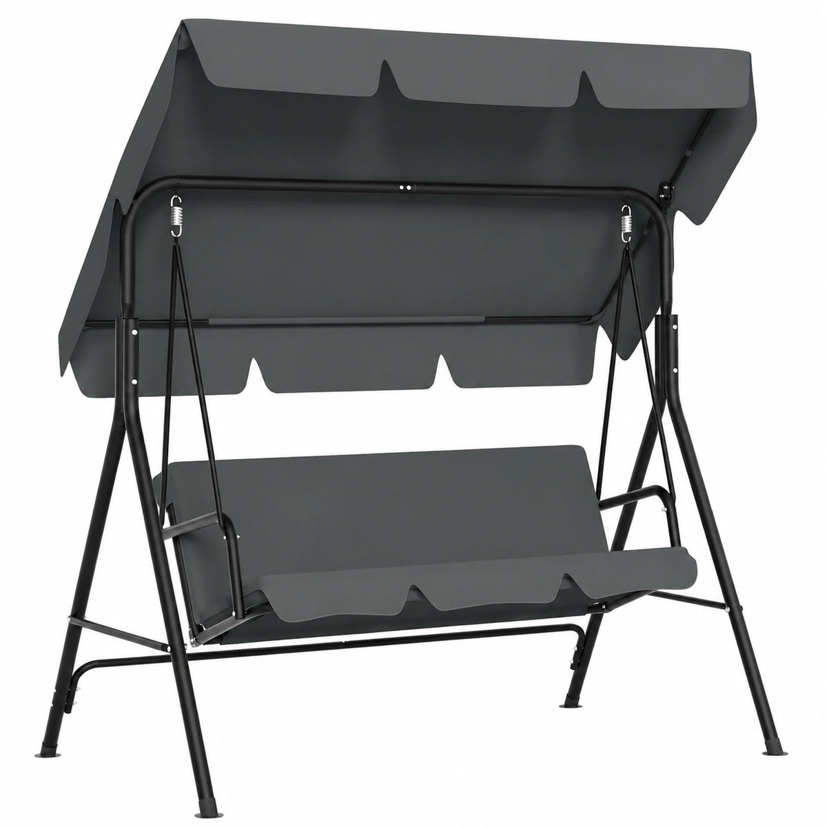 Altalena a 3 Posti con Tettuccio Regolabile, Resistente a 200 kg, per Esterni e Interni, 176x110x152 cm, Grigio