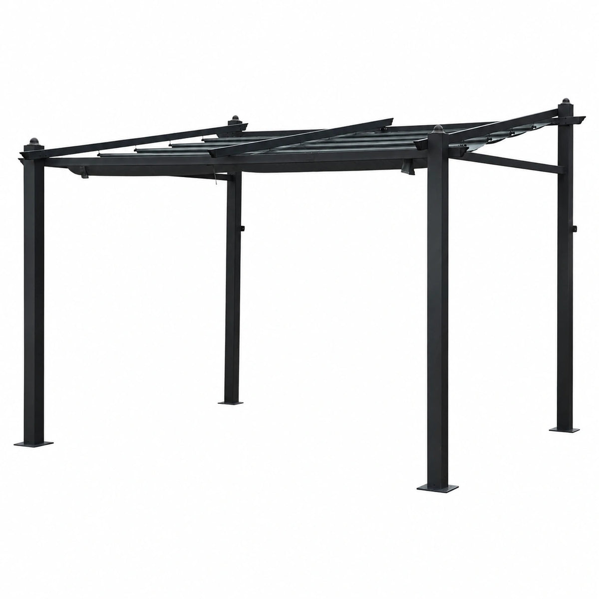 Pergola a Parete in Alluminio 3x4m Grigia per Giardino - Modello FRÉJUS