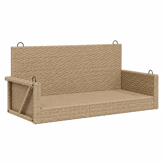 Panchina Altalena in Polyrattan Beige con Struttura Acciaio, 119x56x48 cm, Portata 110 kg
