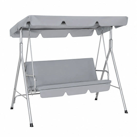 Altalena da Giardino a 3 Posti in Acciaio Grigio 170x113x154 cm