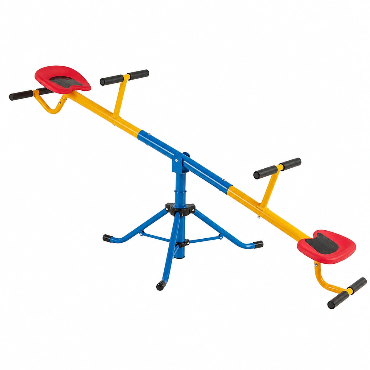 HOMASIS Altalena Doppia per Bambini, Rotazione a 360° e Sistema di Blocco, Capacità Massima 60 kg, Adatta per Età 3-8 Anni, 182x29x86cm, Multicolore