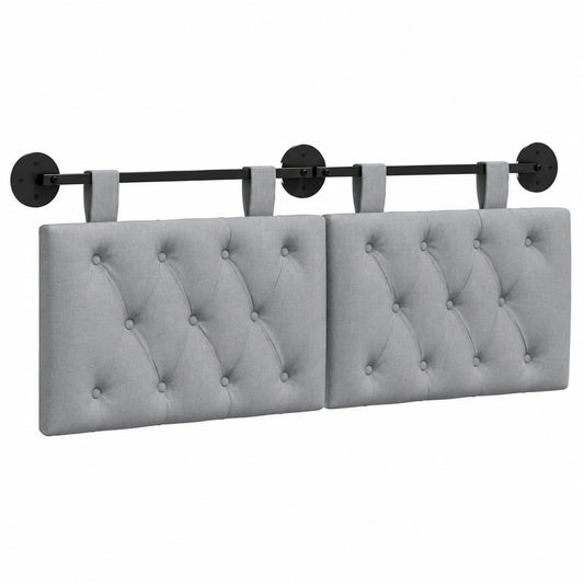 Testiera imbottita moderna grigio chiaro con supporto a parete, 130 x 55 x 7 cm