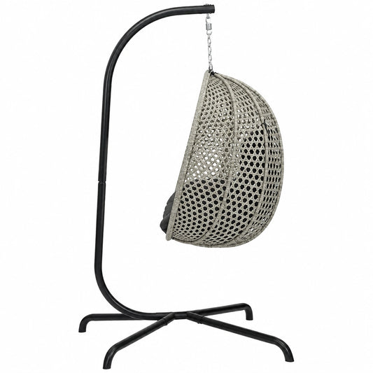 Struttura in Acciaio per Sedia Pensile, Design a C con Rotazione a 360°, Gancio a Molla Inclusa, Portata Fino a 180 kg, Adatta per Interni ed Esterni