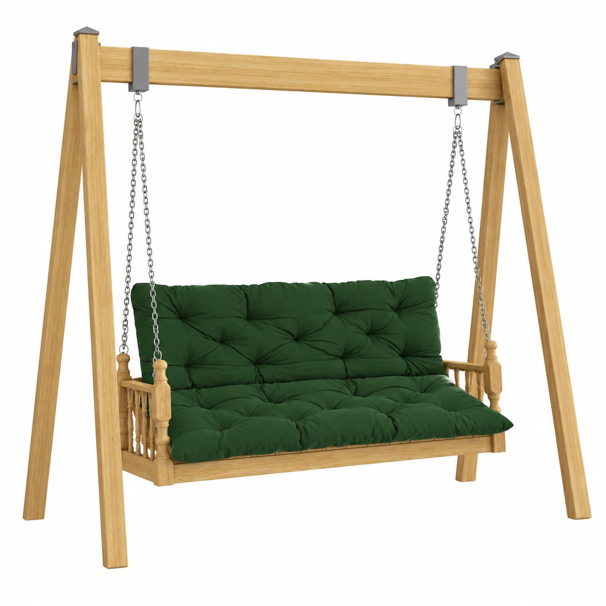 Altalena da giardino in legno per 3 persone, 150x100x8 cm, verde scuro