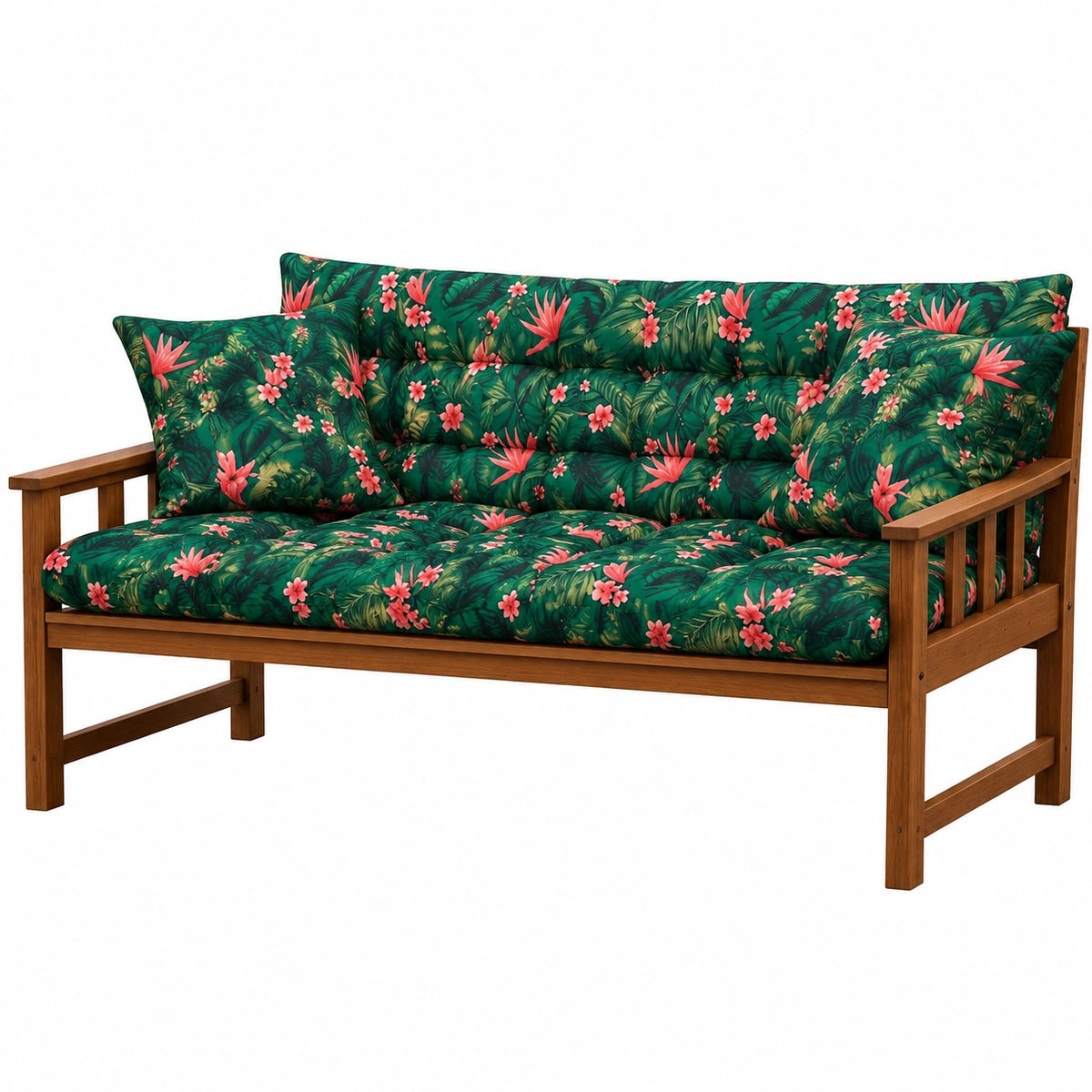 Cuscino per Dondolo 3 Posti Monstera Impermeabile 160x50x60 cm con Due Cuscini 45x45 cm