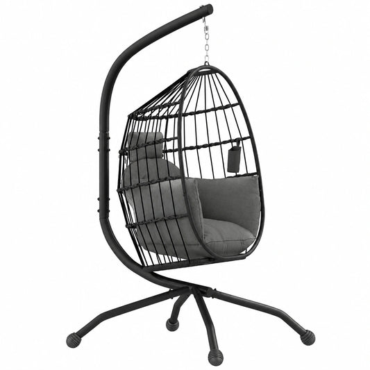 Sedia a Dondolo da Giardino con Supporto in Acciaio, 120x88x192 cm, Colore Antracite