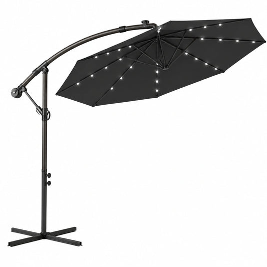 Soontrans Ombrellone da Giardino Inclinabile con LED, Struttura in Alluminio, Ideale per Serate Estive, Completo di Supporto
