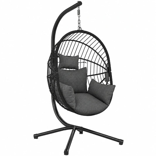 Sedia a Dondolo da Giardino con Supporto in Acciaio, 115x106x188 cm, Grigio