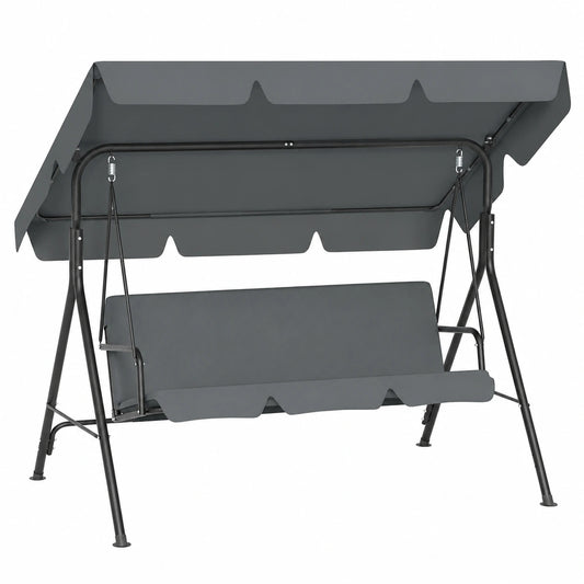 Altalena a 3 Posti con Tettuccio Regolabile, Impermeabile, per Esterni e Interni, 193x110x152 cm, Grigio