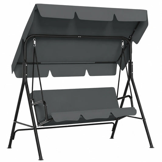 Altalena a 3 Posti con Tettuccio Regolabile, Resistente a 200 kg, per Esterni e Interni, 176x110x152 cm, Grigio