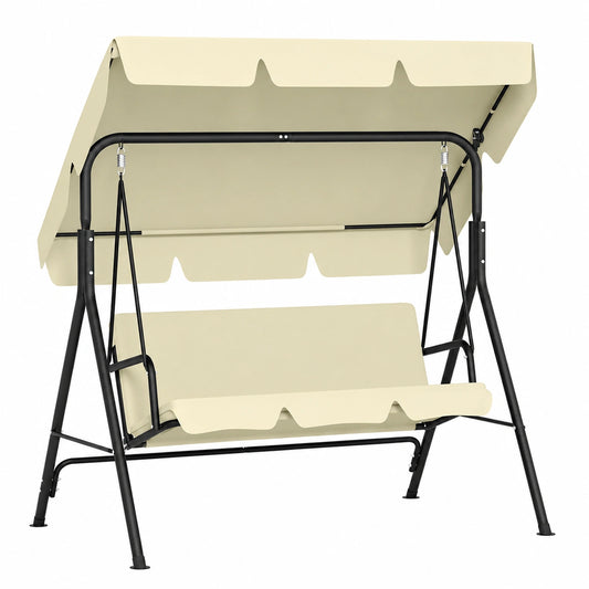 UISEBRT Altalena Hollywood 3 posti con Tettuccio Regolabile, Portata 200 kg, Adatta per Esterni e Interni, Beige