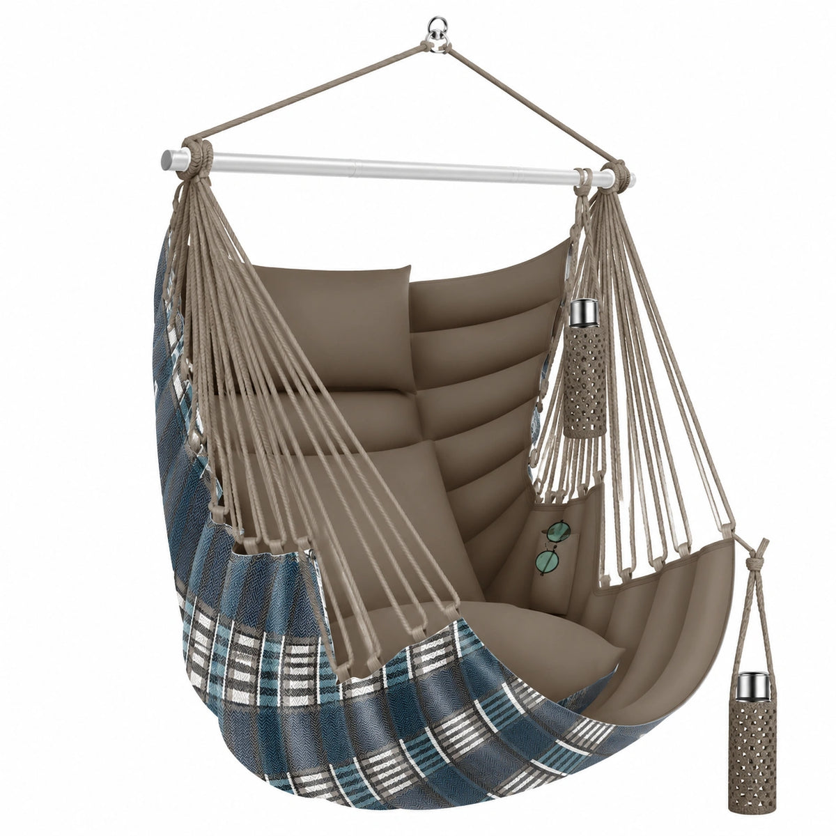 Sedia Sospesa Haiti 150kg, Rotazione 360°, Interno ed Esterno, UV e Impermeabile