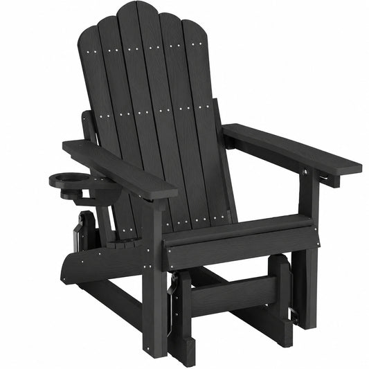 Sedia a dondolo Adirondack regolabile con portabicchieri, resina resistente alle intemperie, capacità 200 kg