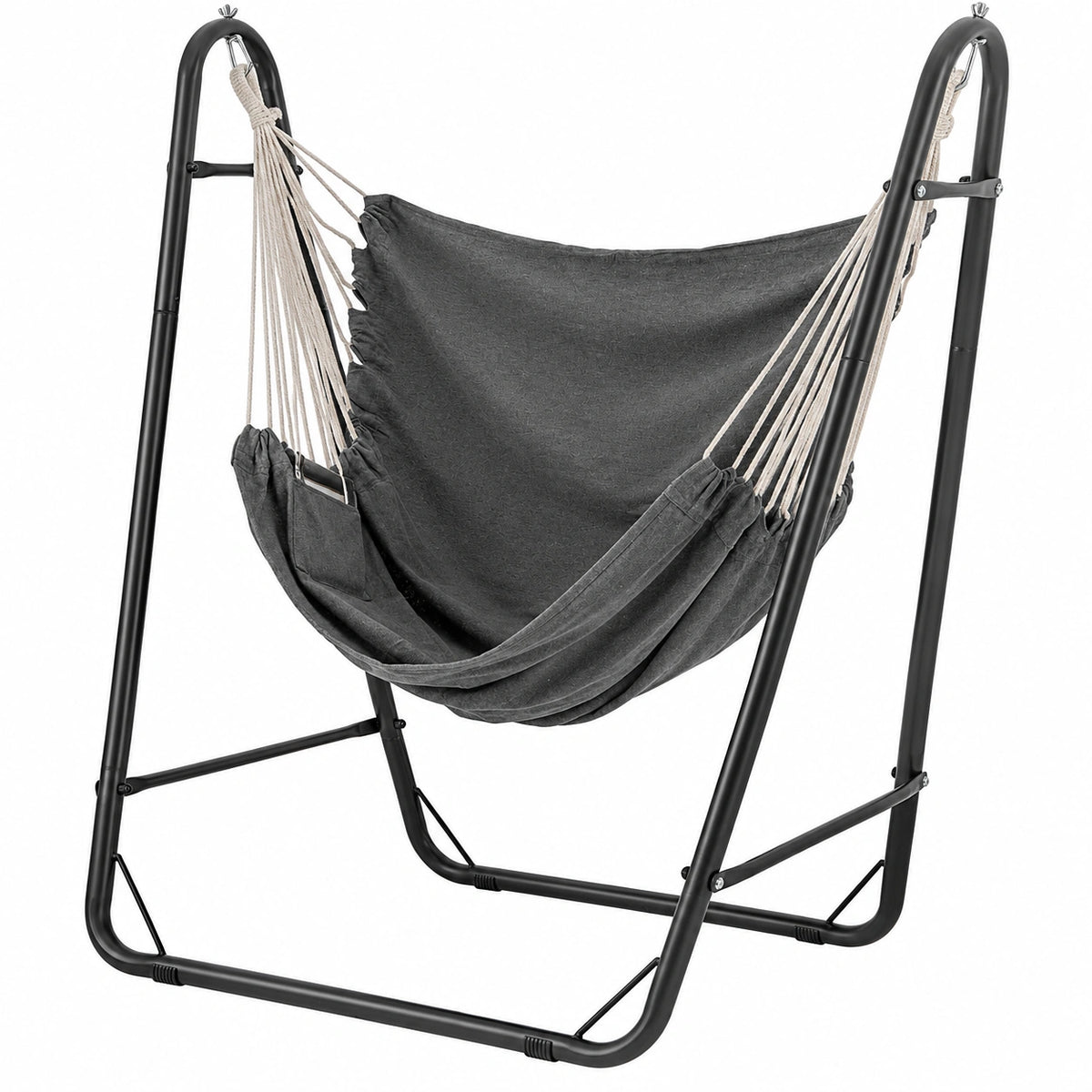 Sedia a Dondolo Sospesa con Struttura Robusta, Portata 120 kg, per Interni ed Esterni, Grigio